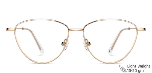 Gold Cat Eye Full Rim Women Eyeglasses by John Jacobs-143359