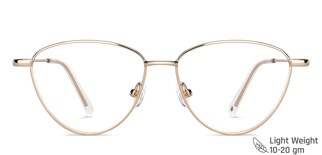 Gold Cat Eye Full Rim Women Eyeglasses by John Jacobs-143359