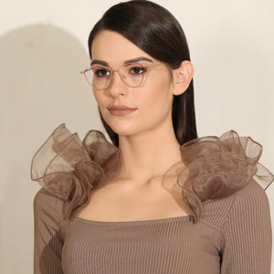 Gold Cat Eye Full Rim Women Eyeglasses by John Jacobs-143360