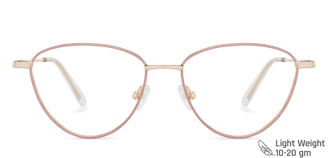 Gold Cat Eye Full Rim Women Eyeglasses by John Jacobs-143360