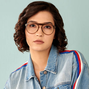 Brown Aviator Full Rim Wide Unisex Eyeglasses by John Jacobs-144731