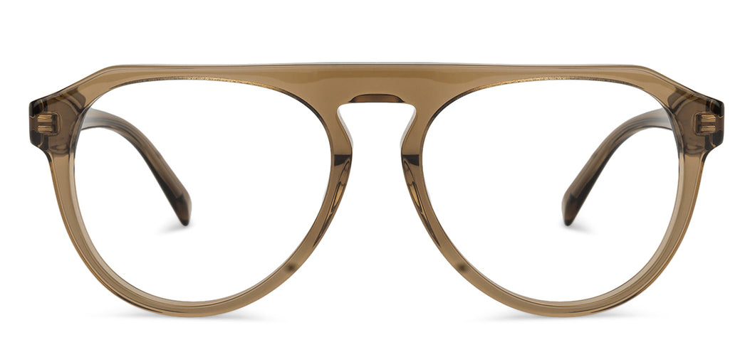 Brown Aviator Full Rim Wide Unisex Eyeglasses by John Jacobs-144731