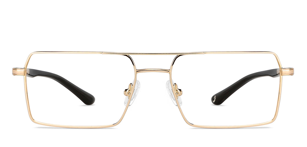 Gold Rectangle Full Rim Unisex Eyeglasses by John Jacobs-145145