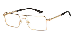 Gold Rectangle Full Rim Unisex Eyeglasses by John Jacobs-145145