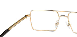 Gold Rectangle Full Rim Unisex Eyeglasses by John Jacobs-145145