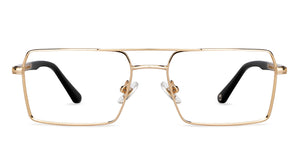 Gold Rectangle Full Rim Unisex Eyeglasses by John Jacobs-201444