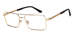 Gold Rectangle Full Rim Unisex Eyeglasses by John Jacobs-201444