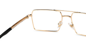 Gold Rectangle Full Rim Unisex Eyeglasses by John Jacobs-201444