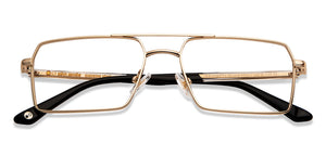 Gold Rectangle Full Rim Unisex Eyeglasses by John Jacobs-201444