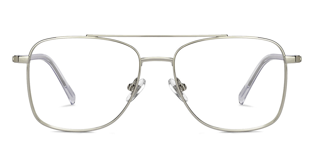 Silver Rectangle Full Rim Unisex Eyeglasses by John Jacobs-201447