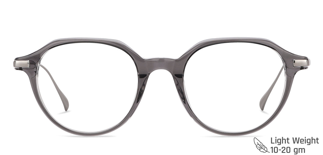 Grey Round Full Rim Unisex Eyeglasses by John Jacobs-146466