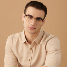 Load image into Gallery viewer, Brown Clubmaster Full Rim Unisex Eyeglasses by John Jacobs-146597