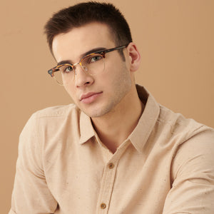 Brown Clubmaster Full Rim Unisex Eyeglasses by John Jacobs-146597