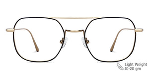 Gold Aviator Full Rim Unisex Eyeglasses by John Jacobs-147402