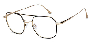 Gold Aviator Full Rim Unisex Eyeglasses by John Jacobs-147402