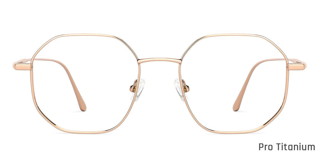 Rose Gold Hexagonal Full Rim Women Eyeglasses by John Jacobs-147403