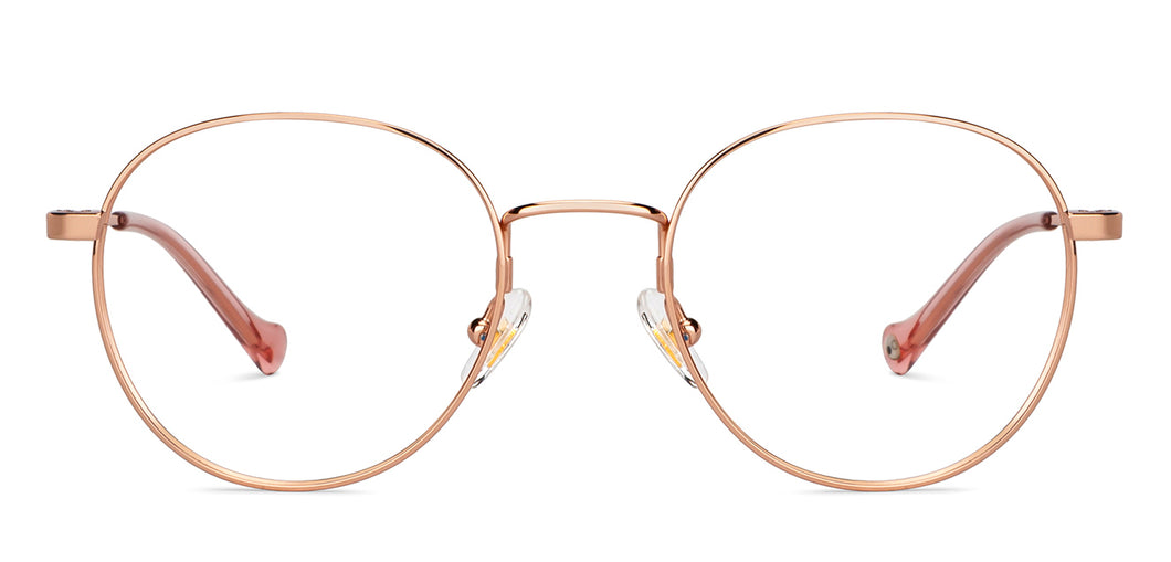 Gold Round Full Rim Unisex Eyeglasses by John Jacobs-147456
