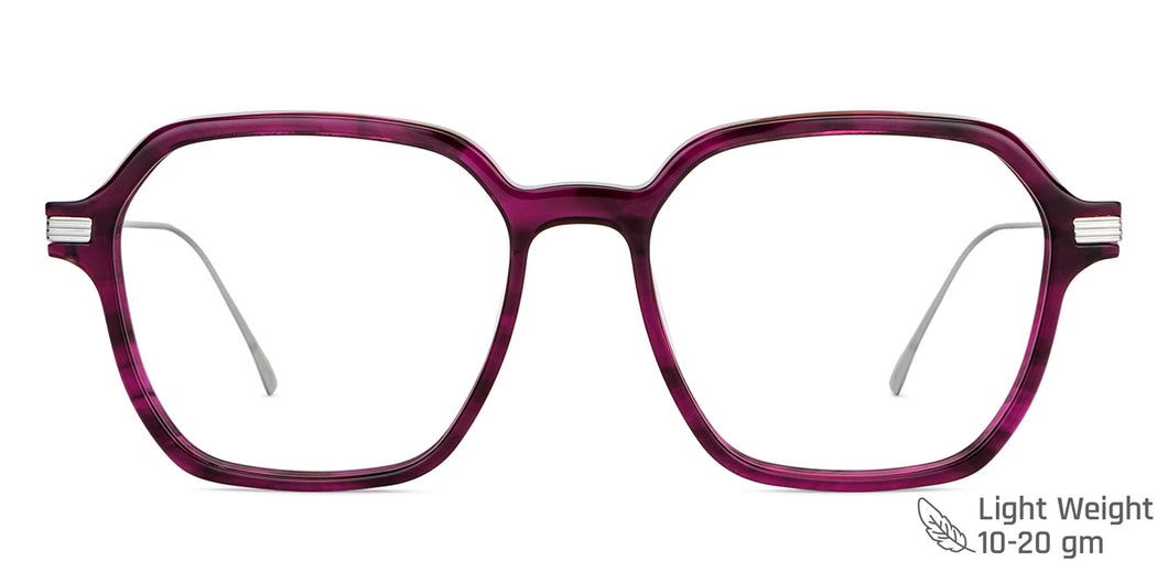 Purple Square Full Rim Women Eyeglasses by John Jacobs-147576