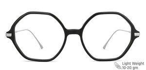 Black Hexagonal Full Rim Unisex Eyeglasses by John Jacobs-147586