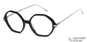 Black Hexagonal Full Rim Unisex Eyeglasses by John Jacobs-147586