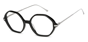 Black Hexagonal Full Rim Unisex Eyeglasses by John Jacobs-147586