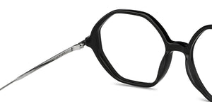 Black Hexagonal Full Rim Unisex Eyeglasses by John Jacobs-147586
