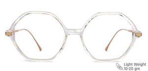 Transparent Hexagonal Full Rim Women Eyeglasses by John Jacobs-147587