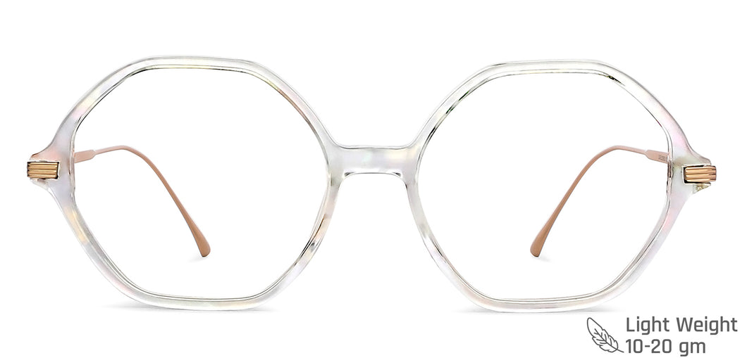 Transparent Hexagonal Full Rim Women Eyeglasses by John Jacobs-147587