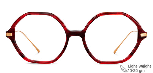 Marron Hexagonal Full Rim Women Eyeglasses by John Jacobs-147588