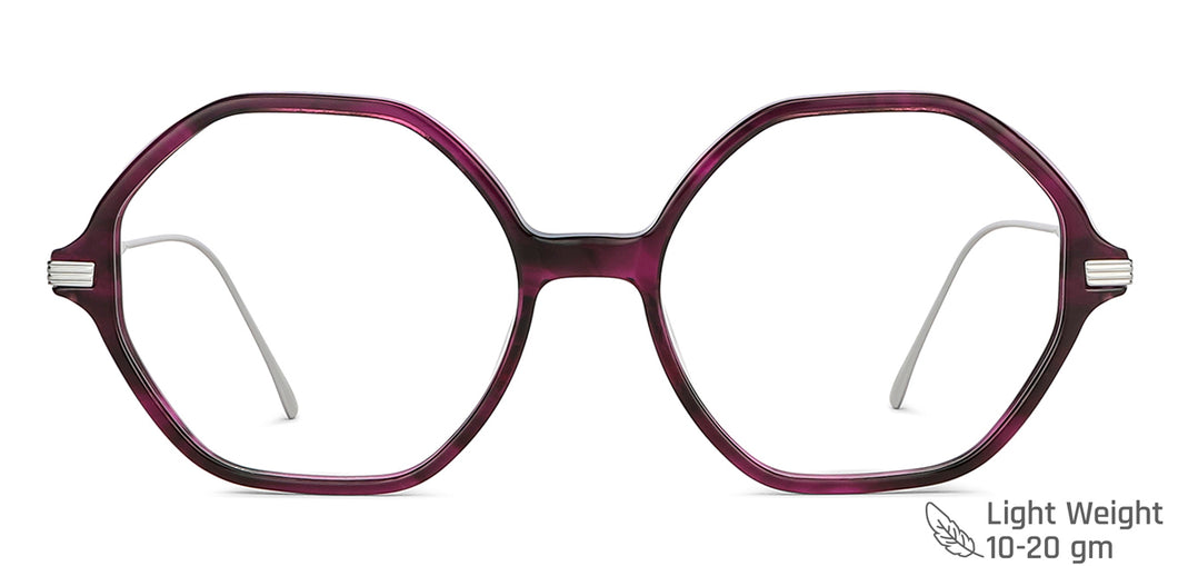 Purple Hexagonal Full Rim Women Eyeglasses by John Jacobs-147589