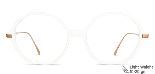 White Hexagonal Full Rim Women Eyeglasses by John Jacobs-147590