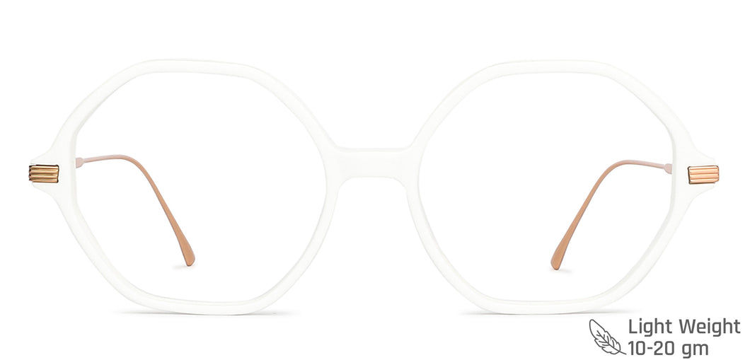 White Hexagonal Full Rim Women Eyeglasses by John Jacobs-147590
