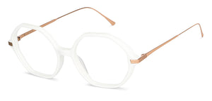 White Hexagonal Full Rim Women Eyeglasses by John Jacobs-147590