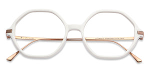 White Hexagonal Full Rim Women Eyeglasses by John Jacobs-147590