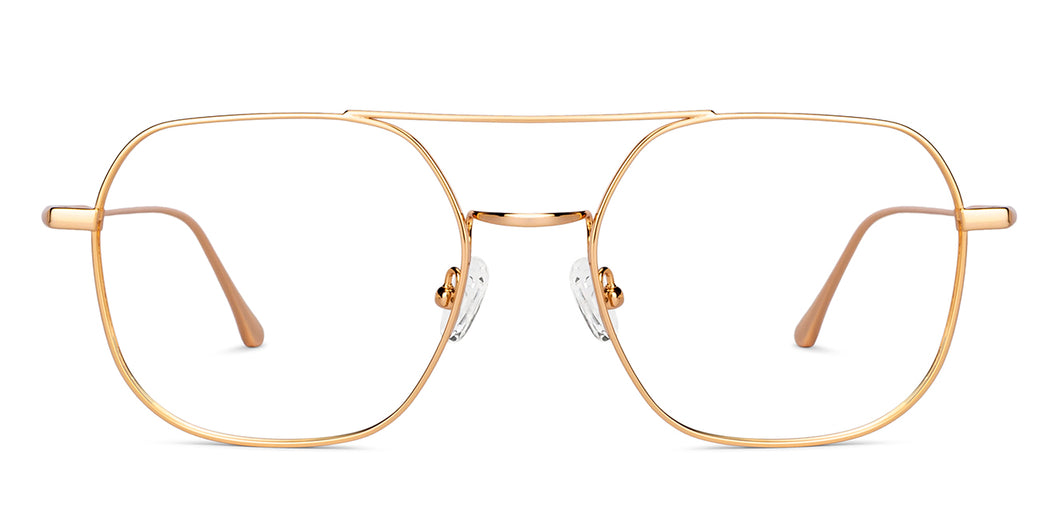 Gold Hexagonal Full Rim Unisex Eyeglasses by John Jacobs-147607
