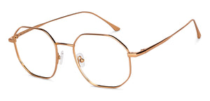 Gold Hexagonal Full Rim Unisex Eyeglasses by John Jacobs-147609