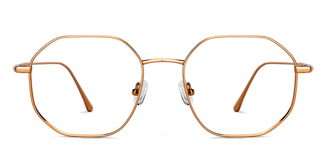 Gold Hexagonal Full Rim Unisex Eyeglasses by John Jacobs-147609