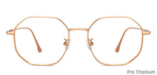 Load image into Gallery viewer, Gold Hexagonal Full Rim Unisex Eyeglasses by John Jacobs-147623