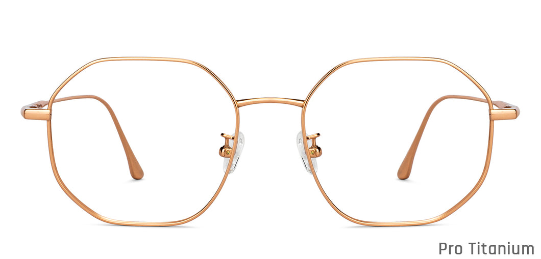 Gold Hexagonal Full Rim Unisex Eyeglasses by John Jacobs-147623