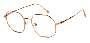 Gold Hexagonal Full Rim Unisex Eyeglasses by John Jacobs-147623