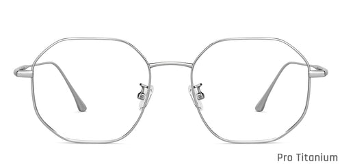 Silver Hexagonal Full Rim Unisex Eyeglasses by John Jacobs-147624
