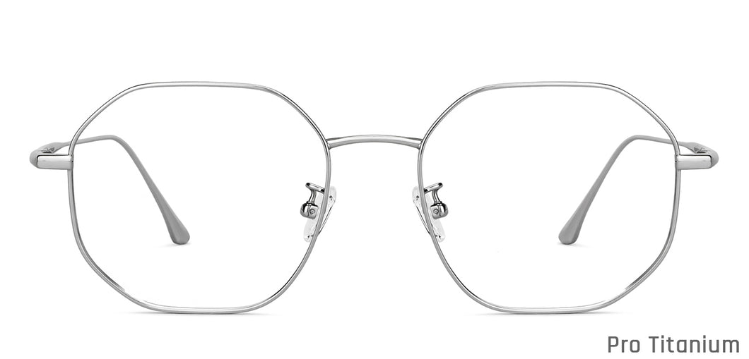Silver Hexagonal Full Rim Unisex Eyeglasses by John Jacobs-147624