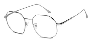 Silver Hexagonal Full Rim Unisex Eyeglasses by John Jacobs-147624