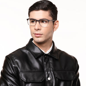 Brown Rectangle Full Rim Unisex Eyeglasses by John Jacobs-148293