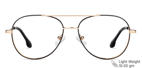 Black Aviator Full Rim Unisex Eyeglasses by John Jacobs-149137