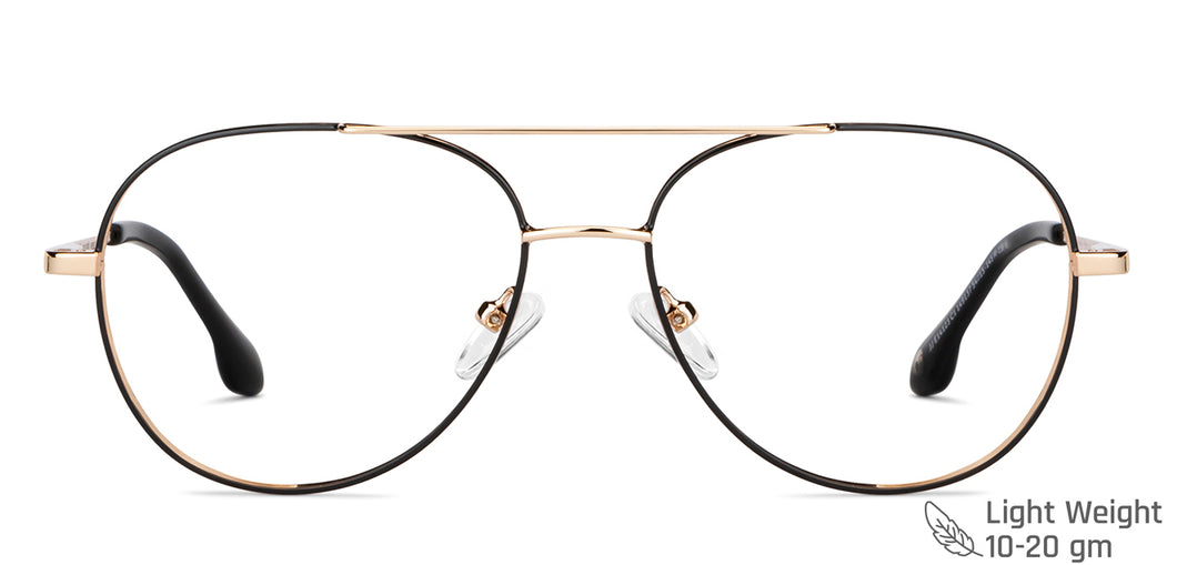 Black Aviator Full Rim Unisex Eyeglasses by John Jacobs-149137