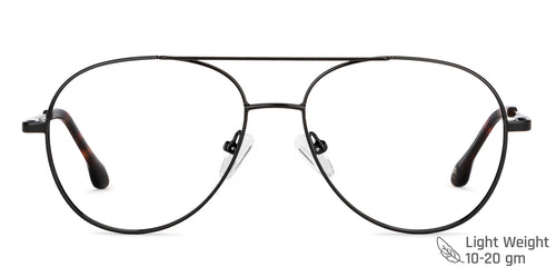 Black Aviator Full Rim Unisex Eyeglasses by John Jacobs-149139