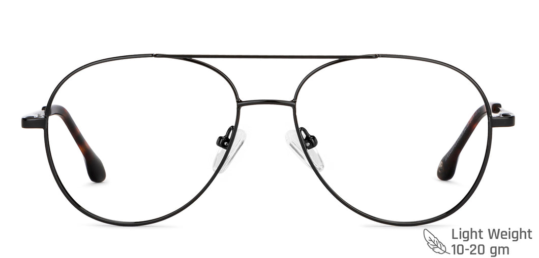 Black Aviator Full Rim Unisex Eyeglasses by John Jacobs-149139