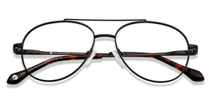 Black Aviator Full Rim Unisex Eyeglasses by John Jacobs-149139