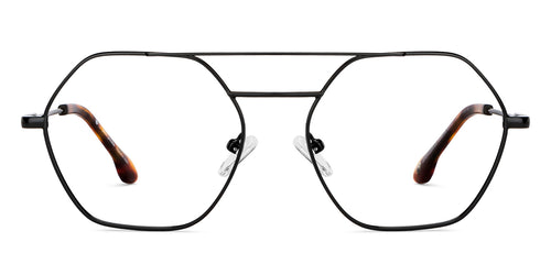 Black Hexagonal Full Rim Unisex Eyeglasses by John Jacobs-149144